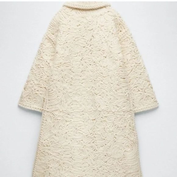 RARE ZARA STRUCTURED WOOL BLEND KNIT COAT - Picture 10 of 16
